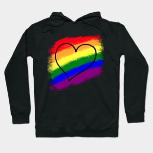 Gay Pride Rainbow Heart Pastel Painting Hoodie